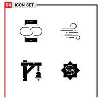 Mobile Interface Solid Glyph Set of Pictograms of contact bell message weather train Editable Vector Design Elements