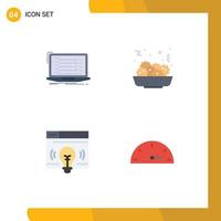 Modern Set of 4 Flat Icons Pictograph of api web developer food bulb Editable Vector Design Elements