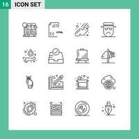 Outline Pack of 16 Universal Symbols of hydrogen halloween satellite frankenstein evil Editable Vector Design Elements