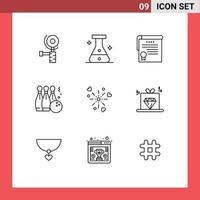 9 Creative Icons Modern Signs and Symbols of heart fireworks degrees play ball Editable Vector Design Elements