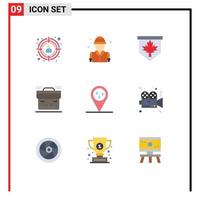 9 Universal Flat Colors Set for Web and Mobile Applications raining suitcase leaf briefcase business Editable Vector Design Elements