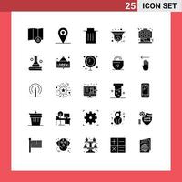 Modern Set of 25 Solid Glyphs Pictograph of console controller user gaming information Editable Vector Design Elements