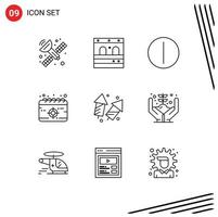 Outline Pack of 9 Universal Symbols of fireworks crackers tumbler christmas target Editable Vector Design Elements