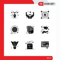 9 User Interface Solid Glyph Pack of modern Signs and Symbols of enterprise architecture deliverable cube goals target Editable Vector Design Elements