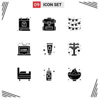 9 Thematic Vector Solid Glyphs and Editable Symbols of care monday celebrate discount laptop Editable Vector Design Elements