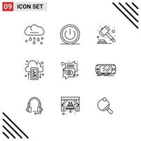 Stock Vector Icon Pack of 9 Line Signs and Symbols for bubble mobile ui drive law Editable Vector Design Elements