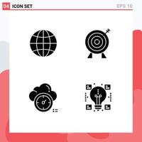 Mobile Interface Solid Glyph Set of Pictograms of global timer target money creative Editable Vector Design Elements