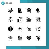 Pictogram Set of 16 Simple Solid Glyphs of health motivation remove find water hose Editable Vector Design Elements