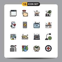 Set of 16 Modern UI Icons Symbols Signs for disabled application beat shopping phone sprinkier Editable Creative Vector Design Elements