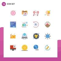 16 User Interface Flat Color Pack of modern Signs and Symbols of file mind balloons human dollar Editable Pack of Creative Vector Design Elements