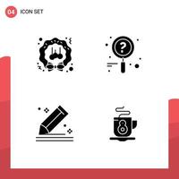 Mobile Interface Solid Glyph Set of 4 Pictograms of christmas draw winter research sketch Editable Vector Design Elements