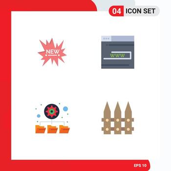 grupo de 4 4 plano íconos señales y símbolos para comercio electrónico base de datos nuevo contacto red editable vector diseño elementos