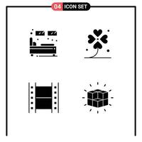 Pack of creative Solid Glyphs of bed lucky sleep four media Editable Vector Design Elements