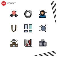 Set of 9 Modern UI Icons Symbols Signs for layout collage digital neckles beauty Editable Vector Design Elements