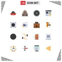 Universal Icon Symbols Group of 16 Modern Flat Colors of blueprint hard disk tire gadgets web Editable Pack of Creative Vector Design Elements