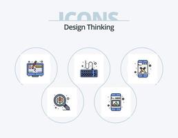 Design Thinking Line Filled Icon Pack 5 Icon Design. . photo. communication. image. pencil vector