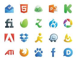 20 Social Media Icon Pack Including browser ati drupal feedburner aim vector