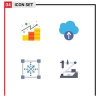 Pack of 4 Modern Flat Icons Signs and Symbols for Web Print Media such as analytics development investments upload shape Editable Vector Design Elements