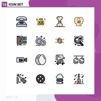 Modern Set of 16 Flat Color Filled Lines Pictograph of coding brian bone ab elementary Editable Creative Vector Design Elements