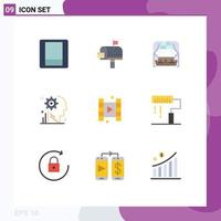 Modern Set of 9 Flat Colors Pictograph of play setting living gear user Editable Vector Design Elements