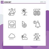 Set of 9 Vector Outlines on Grid for crypto currency coin clock bitshares machine Editable Vector Design Elements