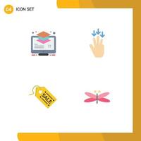 4 Universal Flat Icons Set for Web and Mobile Applications arrange ecommerce buffer down tag Editable Vector Design Elements
