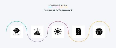 negocio y trabajo en equipo glifo 5 5 icono paquete incluso plan. negocio. tecnología. trabajo en equipo. colaboración vector