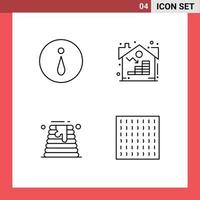 Mobile Interface Line Set of 4 Pictograms of circle wedding estate asset fog Editable Vector Design Elements