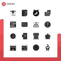 16 Thematic Vector Solid Glyphs and Editable Symbols of gdpr file delivery document child Editable Vector Design Elements