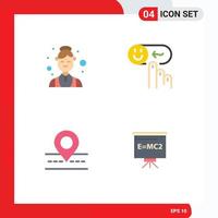 Group of 4 Flat Icons Signs and Symbols for assistant road medical help way Editable Vector Design Elements