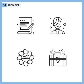 4 Line concept for Websites Mobile and Apps coding easter web coding hair plant Editable Vector Design Elements