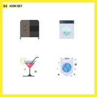 4 Universal Flat Icon Signs Symbols of furniture global machine drink protection Editable Vector Design Elements
