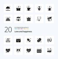 20 Love Solid Glyph icon Pack like heart sign text flower messages chat vector