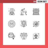 Mobile Interface Outline Set of 9 Pictograms of clock sharp shower ribbon supermarket Editable Vector Design Elements