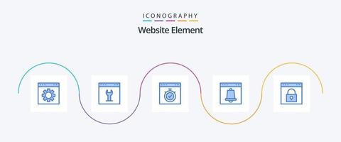 sitio web elemento azul 5 5 icono paquete incluso cerrar con llave. navegador. cronógrafo. página. navegador vector