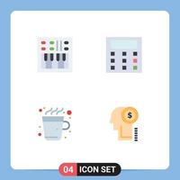 Set of 4 Modern UI Icons Symbols Signs for amplifier cup speaker engineering hot Editable Vector Design Elements