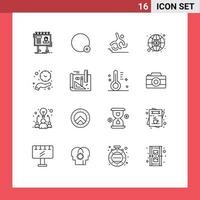 Set of 16 Vector Outlines on Grid for clock investment ui global failure Editable Vector Design Elements