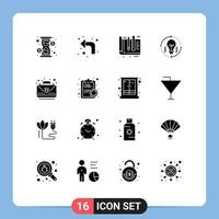 Universal Icon Symbols Group of 16 Modern Solid Glyphs of refresh light architect idea tools Editable Vector Design Elements