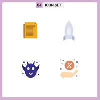 4 Creative Icons Modern Signs and Symbols of document angry paper speedup frankenstein Editable Vector Design Elements