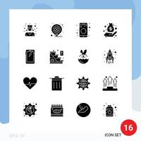 Universal Icon Symbols Group of 16 Modern Solid Glyphs of mobile phone data management finance Editable Vector Design Elements