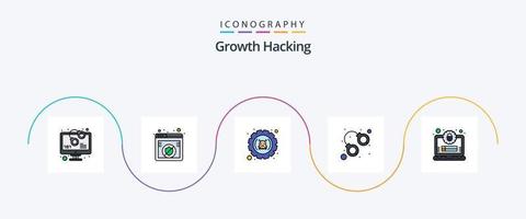 hackear línea lleno plano 5 5 icono paquete incluso celda. bandido. sitio web. arrestar. cortar a tajos vector