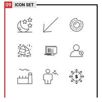 Modern Set of 9 Outlines and symbols such as follow message sweets sms jingle Editable Vector Design Elements