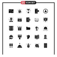 Modern Set of 25 Solid Glyphs and symbols such as avatar person technology disc phone Editable Vector Design Elements