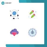 Set of 4 Vector Flat Icons on Grid for call connection discussion party signal Editable Vector Design Elements