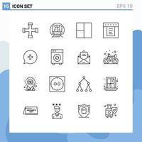 Universal Icon Symbols Group of 16 Modern Outlines of automation new grid chat web Editable Vector Design Elements