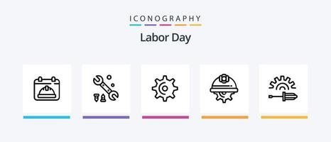 labor día línea 5 5 icono paquete incluso herramienta. construcción. cepillar. parachoque. hardware. creativo íconos diseño vector