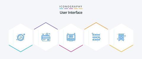 User Interface 25 Blue icon pack including . preference. computer. options. configuration vector