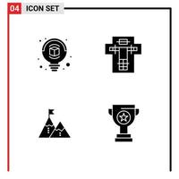 Modern Set of 4 Solid Glyphs and symbols such as bulb achievement bed electric goal Editable Vector Design Elements