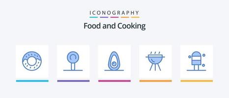 comida azul 5 5 icono paquete incluso . barbacoa . creativo íconos diseño vector