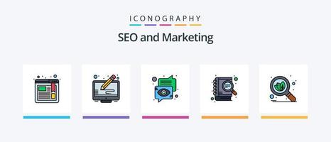 seo línea lleno 5 5 icono paquete incluso sitio web. red. web. medios de comunicación. enfocar. creativo íconos diseño vector